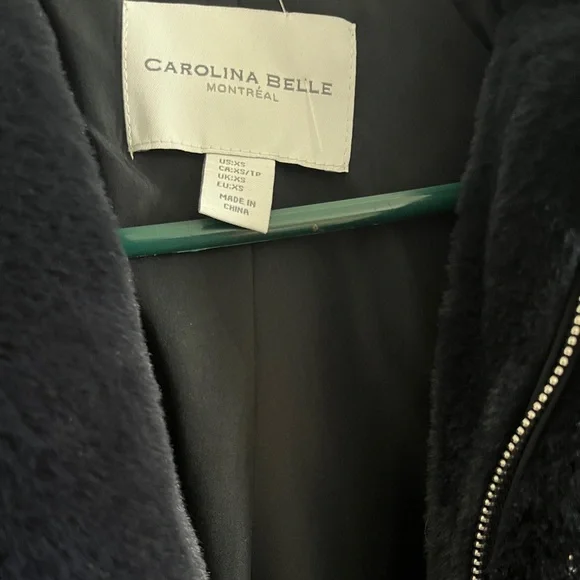 Carolina Belle Navy Faux Fur Coat - Picture 2 of 3